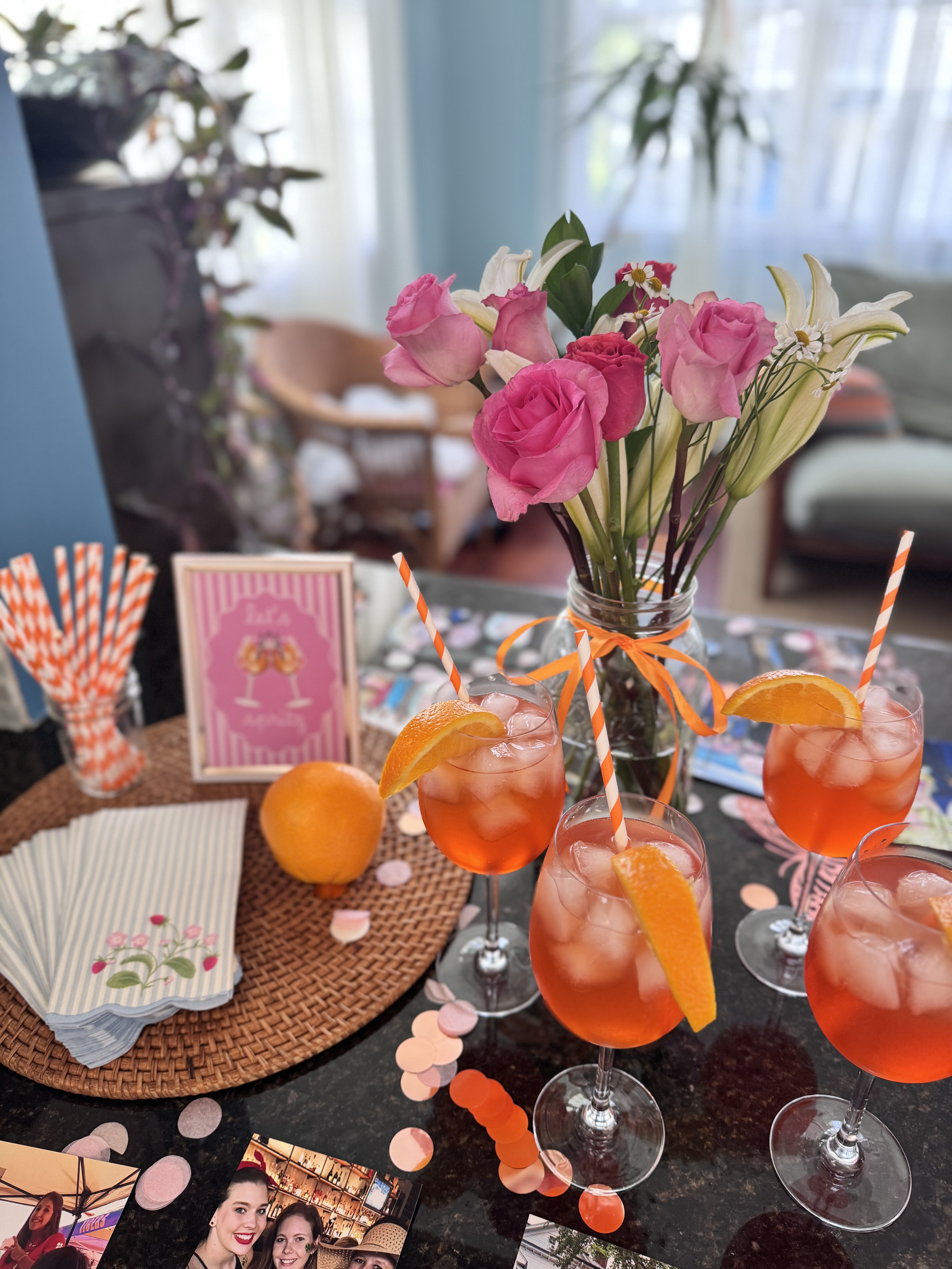Aperol spritz bar setup at the Airbnb